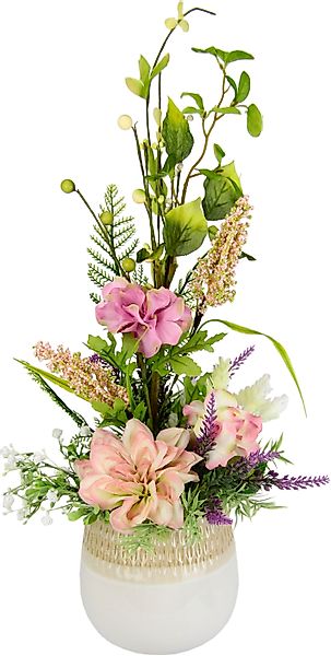 Kunstblume Gesteck aus Hortensien und Dahlien, günstig online kaufen