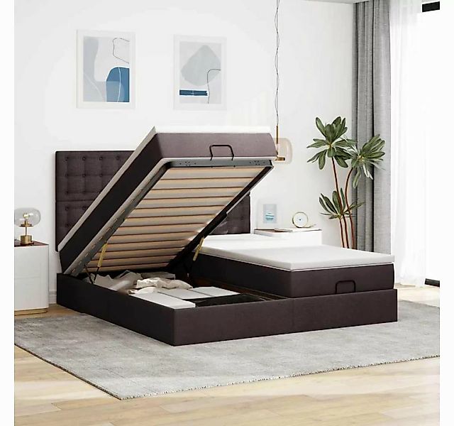 vidaXL Bett, Ottoman-Bett mit Matratzen Dunkelbraun 180x200 cm Stoff günstig online kaufen