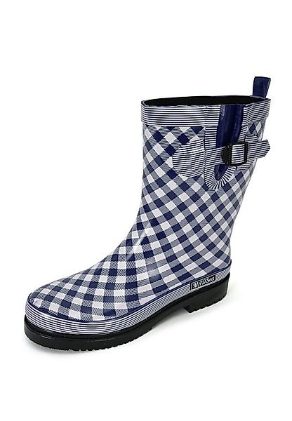 MADSea Checkered Gummistiefel dunkelblauer karierter Stiefel mit Deko-Schna günstig online kaufen