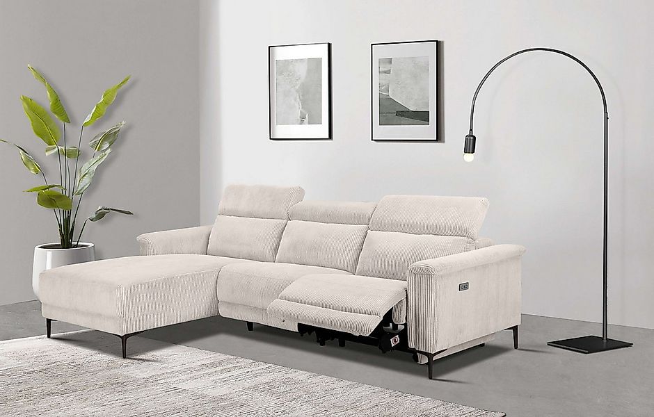 Places of Style Ecksofa "Lund in Cord, L-Form, 261 cm, manuelle und elektr. günstig online kaufen