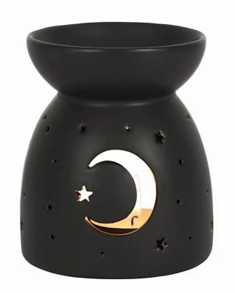 Schwarzer Teelichthalter mit Mond & Sterne Duftöl oder Duftwachs Dekofigure günstig online kaufen