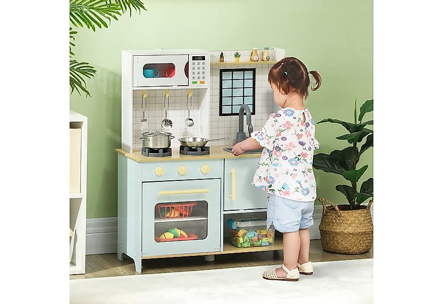 AIYAPLAY Spielküche Kinderküche mit Mikrowelle, Herd, Backofen und Küchenzu günstig online kaufen