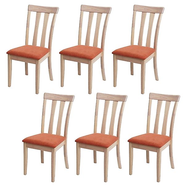 MCW Esszimmerstuhl G46 6er-Set Naturfarbenes Gestell Orange günstig online kaufen