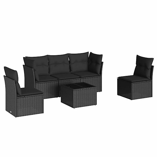 vidaXL 6-tlg Garten-Sofagarnitur mit Kissen Schwarz Poly Rattan Modell 38 günstig online kaufen