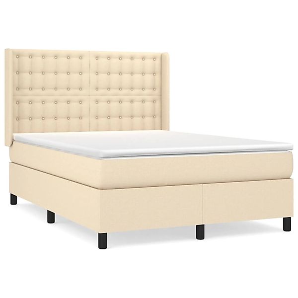 vidaXL Boxspringbett mit Matratze Creme 140x200 cm Stoff1380128 günstig online kaufen
