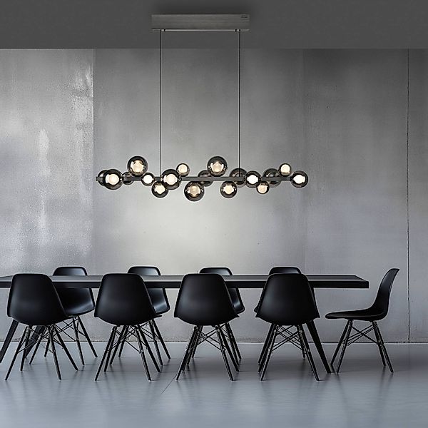 LED-Hängelampe PURE E-Popup, platin, Glas, CCT, 18-flg. günstig online kaufen