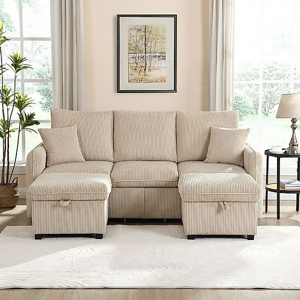 Ulife Ecksofa mit Schlaffunktion U-Form-Dreisitzer Polster-Sofa,Wohnzimmer, günstig online kaufen