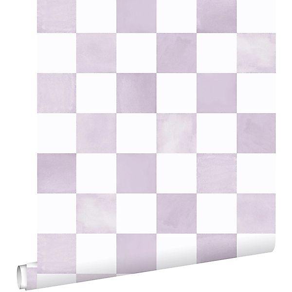 ESTAhome Tapete Karomuster Violett und Weiß 53 cm x 10.05 m günstig online kaufen