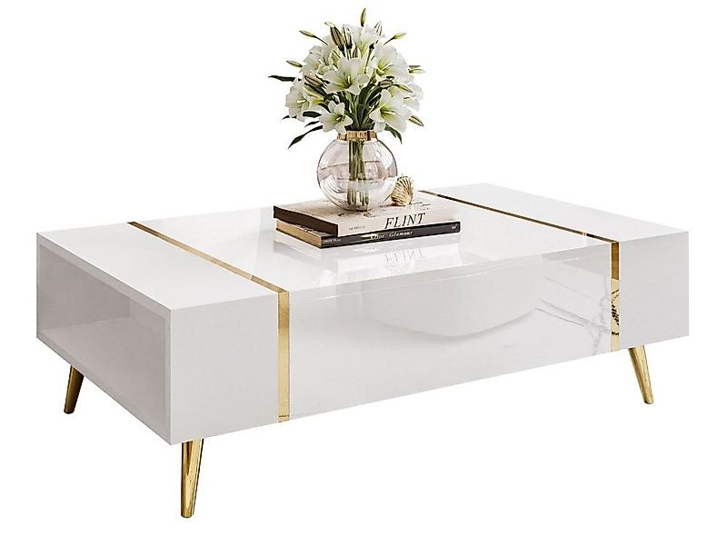 ALLHOUSE24 Couchtisch DIAMANT GOLD Sofatisch Hochglanz, Stauraum, goldene B günstig online kaufen