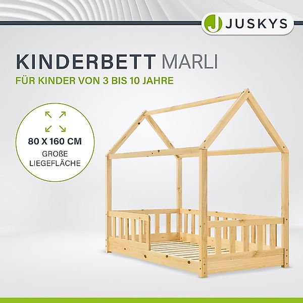 Juskys Kinderbett Marli, 80x160 cm, Hausoptik günstig online kaufen
