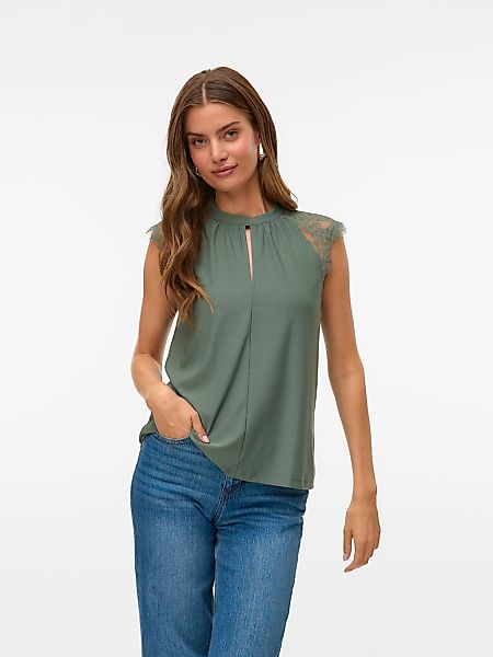 Vero Moda Spitzentop VMMILLA SL LACE TEE Materialmix, regular fit günstig online kaufen