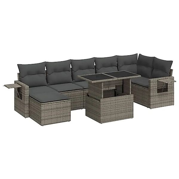 vidaXL 8-Tlg Garten-Sofagarnitur mit Kissen Grau Poly Rattan 3326521 günstig online kaufen