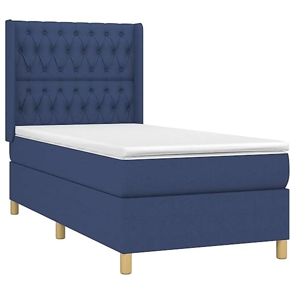 vidaXL Boxspringbett mit Matratze & LED Blau 90x200 cm Stoff 3139091 günstig online kaufen