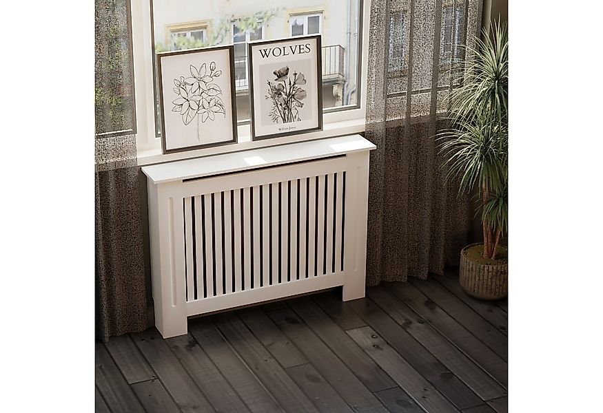 HAGO Heizungsverkleidung Heizungsabdeckung Holz 112x19x82cm Weiß Landhaus R günstig online kaufen