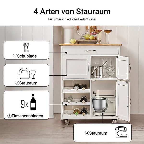 SoBuy Küchenwagen FKW45, Küchenwagen auf Rollen, Kücheninsel, Küchenregal, günstig online kaufen
