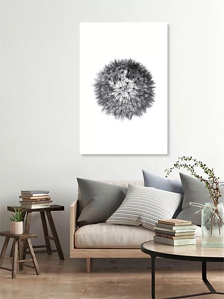 Poster / Leinwandbild - Grey Grafic Dandelion günstig online kaufen
