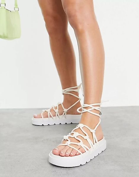 ASOS DESIGN – Fizzle – Sandalen mit dickem Kordeldesign in Weiß günstig online kaufen