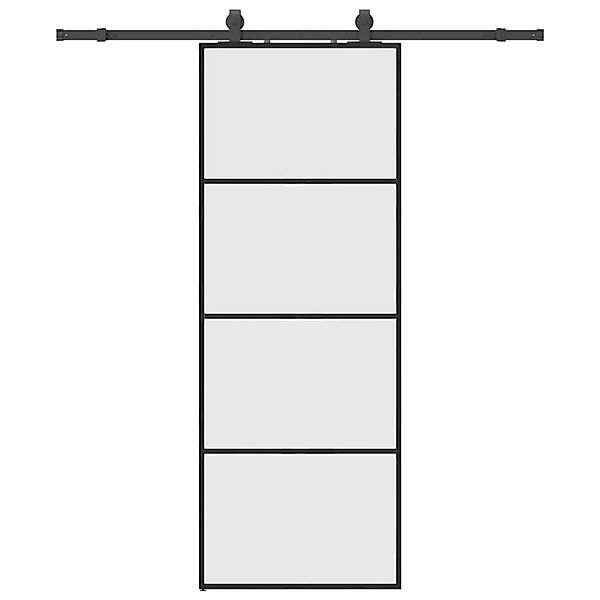 vidaXL Schiebetür mit Beschlag Schwarz 76x205 cm ESG-Glas 3375797 günstig online kaufen