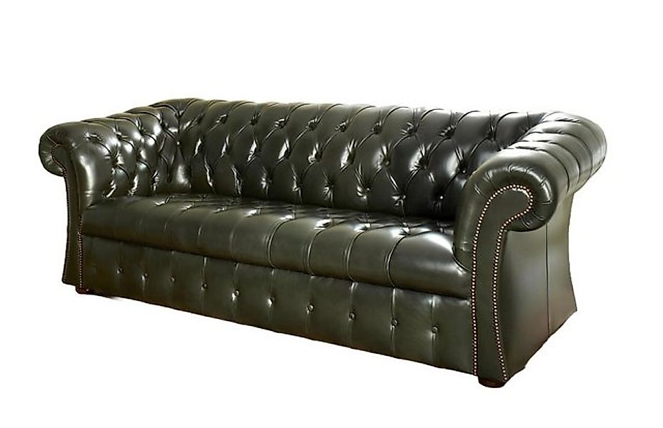 Xlmoebel 3-Sitzer 3-Sitzer Chesterfield Sofa in Grüntönen aus Leder, 1 Teil günstig online kaufen