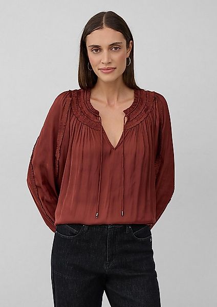 s.Oliver Langarmbluse Bluse Fließende Satinbluse mit Rüschen günstig online kaufen