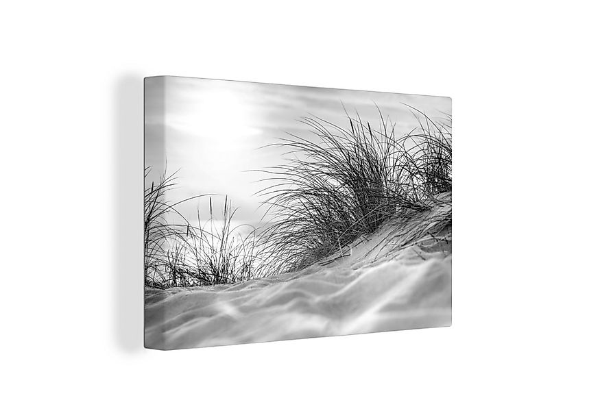 OneMillionCanvasses® Leinwandbild Wattenmeer - Dünen - Schwarz - Weiß, Foto günstig online kaufen