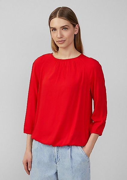 s.Oliver Kurzarmbluse Bluse Strukturierte Viskose-Bluse mit Raff-Details günstig online kaufen