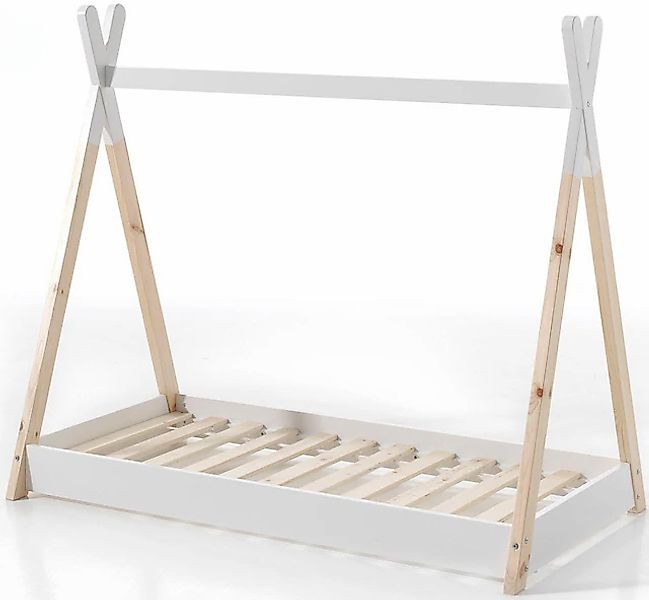 Vipack Kinderbett »Tipi, mit Querstange in Zelt-Optik, Kiefer massiv« inkl. günstig online kaufen