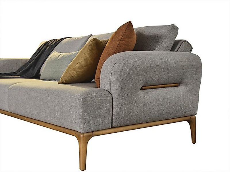 Xlmoebel Sofa Luxuriöses graues Stoffsofa mit Sessel und 4 Sitzplätzen für günstig online kaufen