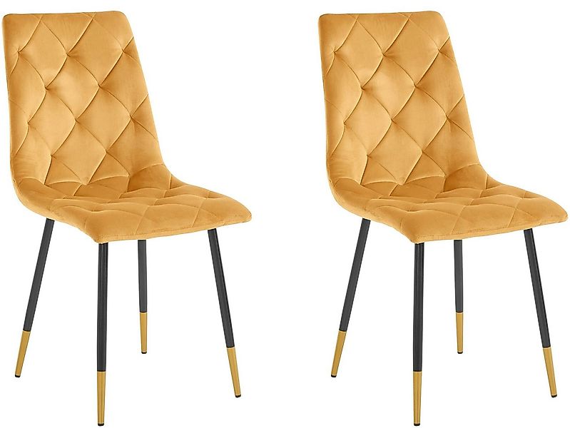 loft24 Esszimmerstuhl Lilith (Set, 2 St), Bezug in Samtoptik mit Steppung günstig online kaufen