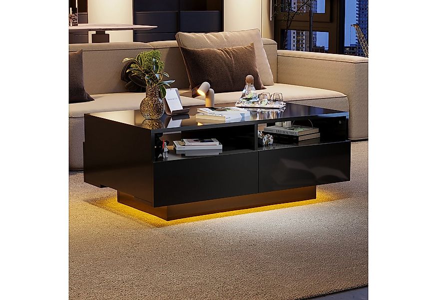MODFU Couchtisch Sofatisch, mit 4 Schubladen,16 Farben LED Lichter,USB,90*5 günstig online kaufen