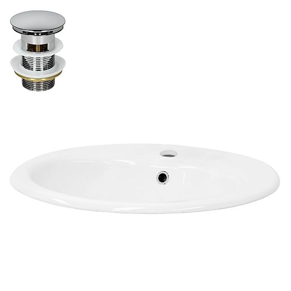 LuxeBath Waschbecken Aufsatzwaschbecken Keramik mit Ablaufgarnitur günstig online kaufen