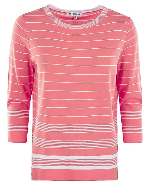 Hajo Rundhalspullover Damen Pullover, Streifenmix 3/4 günstig online kaufen