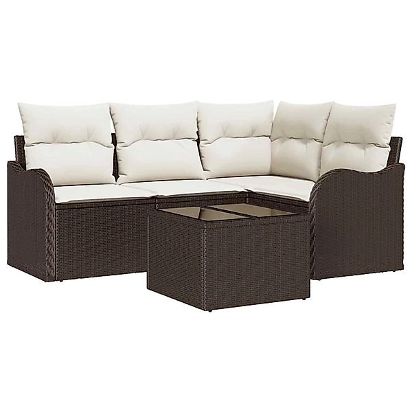 vidaXL Garten-Sofa-Set mit Kissen mit Speicher 5-Tlg Grau Poly Rattan 33543 günstig online kaufen