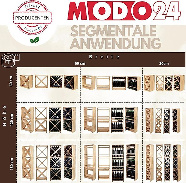 Modo24 Weinregal Flaschenregal Holzregal Flaschenständer Varianten 3 bis 40 günstig online kaufen