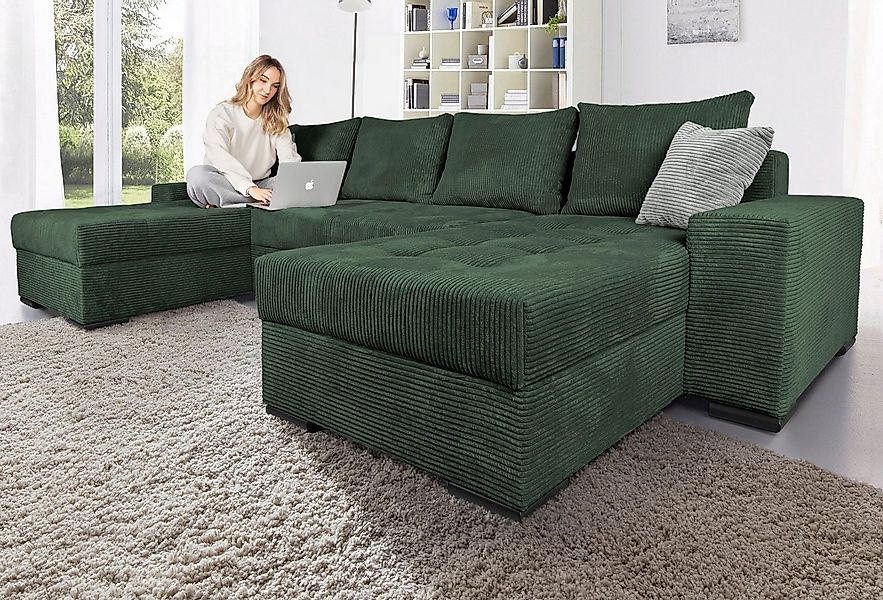 COLLECTION AB "Josy XL U-Form, B: 313 cm in Cord, Cord-Mix" mit Bettfunktio günstig online kaufen