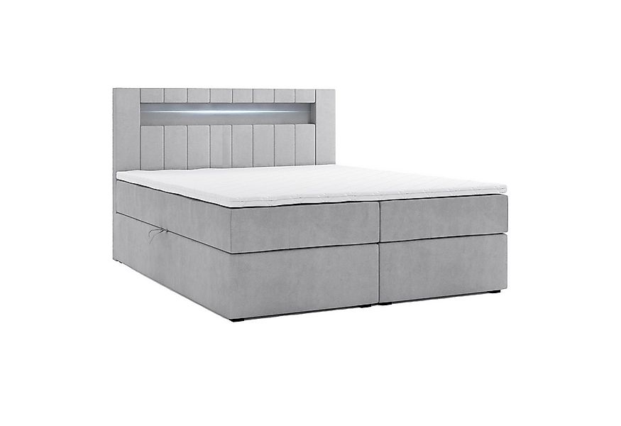 M-Punkt24 Boxspringbett Kuba (180 x 200 cm, Grau, LED Beleuchtung, VISCO Sc günstig online kaufen