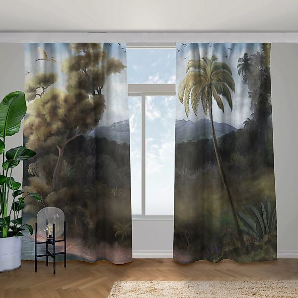 Vorhang Malerischer Vintage Dschungel günstig online kaufen