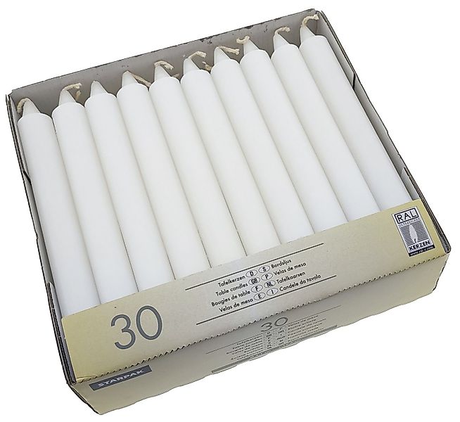 PAPSTAR Tafelkerze 30 Tafelkerzen Durchmesser 2,1 cm, 19 cm weiss (set, 30- günstig online kaufen