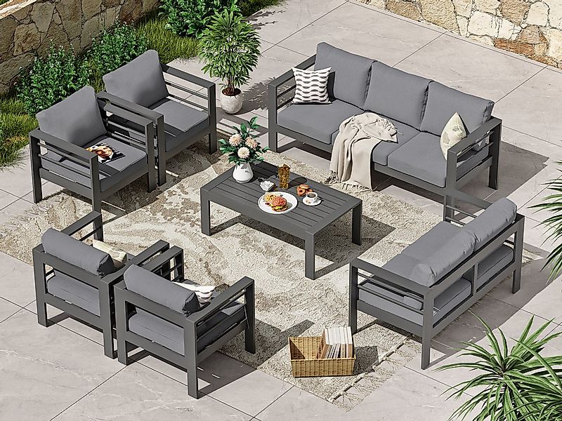 MeXo Gartenlounge-Set XXL Gartenmöbel Set Aluminium Outdoor, (Set, 7-tlg., günstig online kaufen