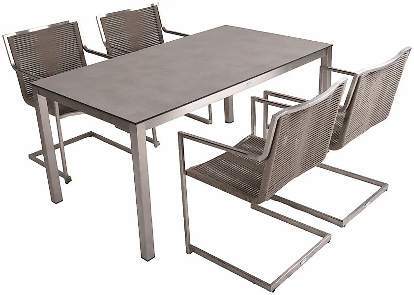 Garden Pleasure Garten-Essgruppe "SIENNA" 4 Stk. tlg. Seilbespannung günstig online kaufen