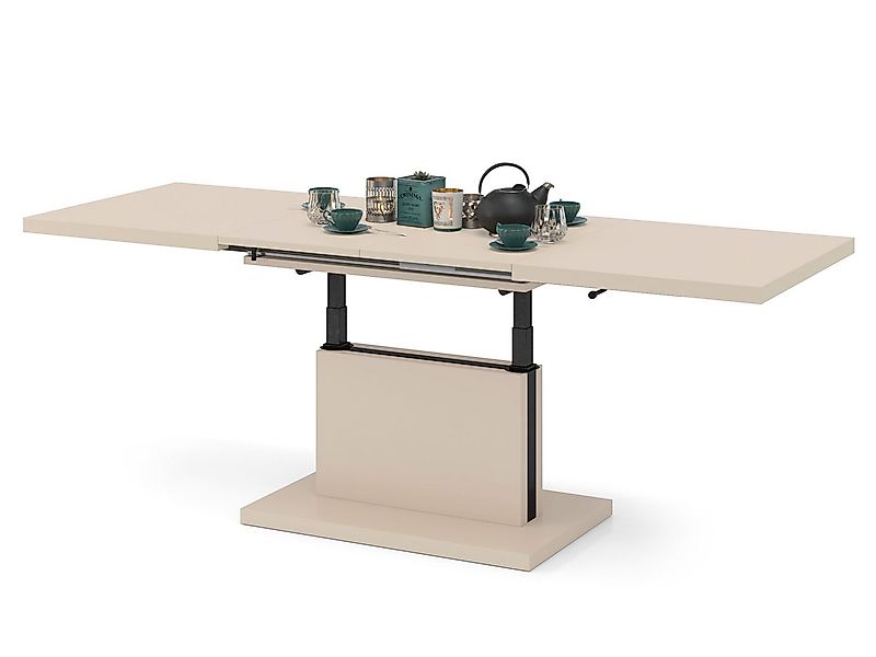Mazzoni Couchtisch Aston Beige stufenlos höhenverstellbar ausziehbar 120 - günstig online kaufen