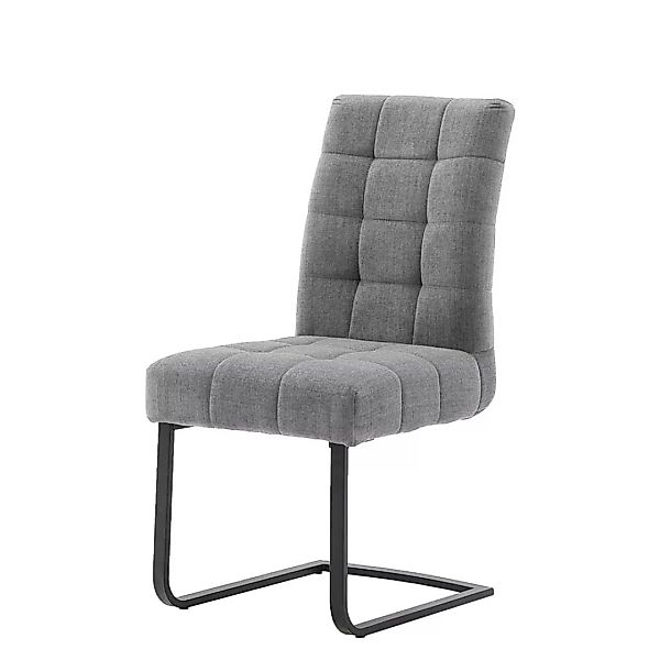 Freischwinger Stühle in Grau Chenillegewebe Metallgestell (2er Set) günstig online kaufen