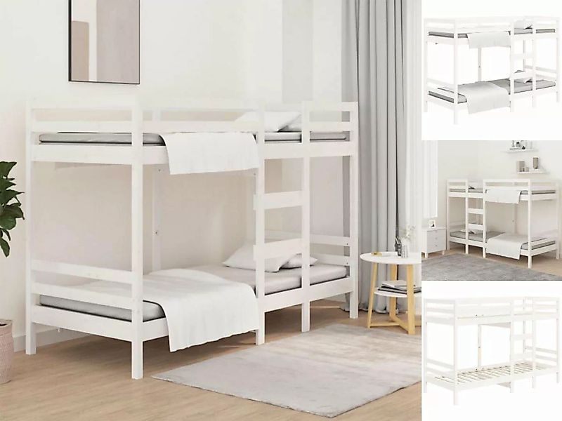 vidaXL Bettgestell Etagenbett Weiß 80x200 cm Massivholz Kiefer Bett Bettges günstig online kaufen