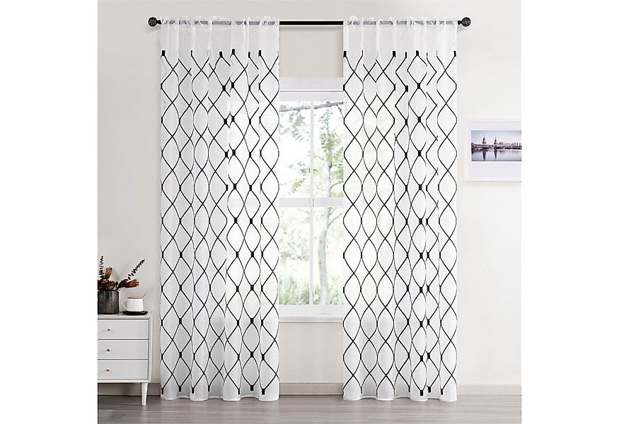 BYSURE Gardine (2 St), Stangendurchzug, halbtransparent, Kariert Vorhänge günstig online kaufen