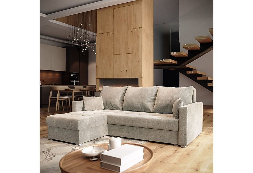 Masseno Ecksofa NIDA mit Schlaffunktion L-Form, Sofa mit Bettkasten günstig online kaufen