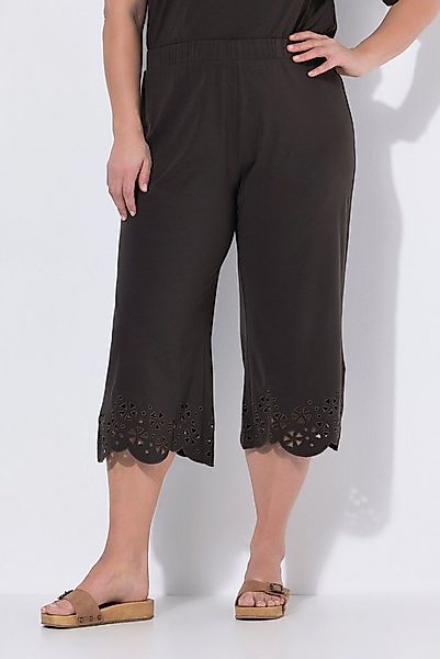 Ulla Popken Funktionshose Caprihose Stickspitze ausgestellter Saum günstig online kaufen