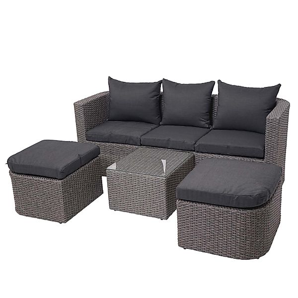 MCW Lounge-Set J37 4-Teilig Grau Kissen Anthrazit günstig online kaufen