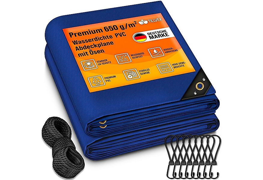 tillvex Schutzplane tillvex® Abdeckplane mit Ösen + 10 Haken & 15m Seil, Ge günstig online kaufen
