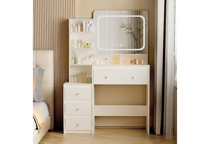 Lexzurn Schminktisch Schminktisch mit LED-Beleuchtung, 92.6x132x36 cm, Kosm günstig online kaufen