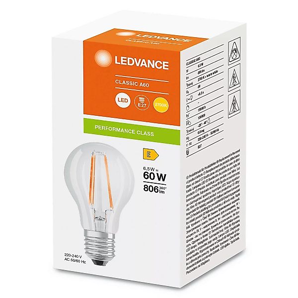 LED-Filamentlampe E27 6,5W 827, transparent günstig online kaufen